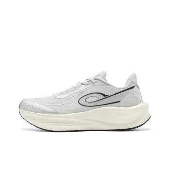 QIAODAN Strong Wind 3TR Running Shoes Women's Low Top Gray Silver Old Porcelain White