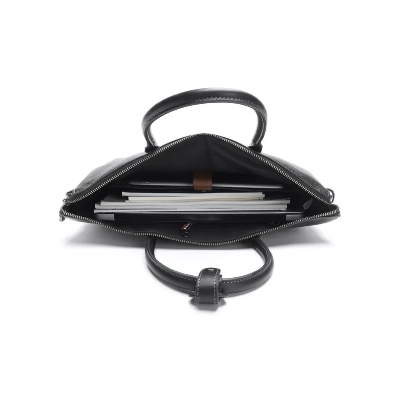 ELLE HOMME Cow Leather Briefcase Regular Men's Black-6