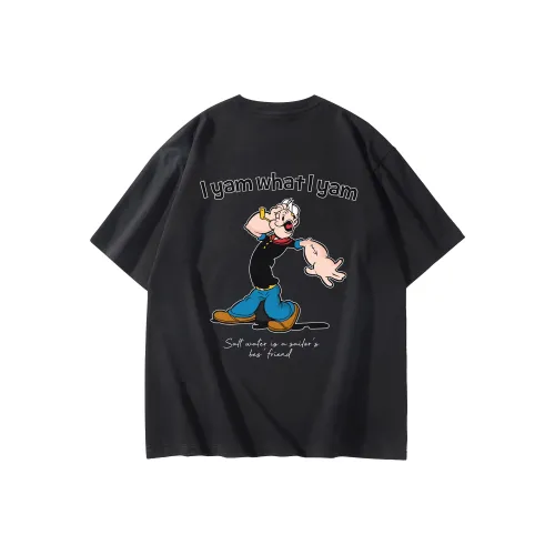 POPEYE Summer Off-The-Shoulder Loose Fit Casual Crew Neck Short-Sleeved T-Shirts Unisex