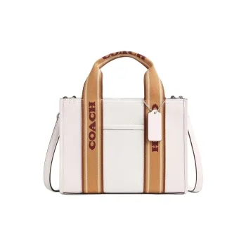 COACH Smith Leather Tote Bag, Shopping Bag, Handbag Medium Size Women's White & Brown