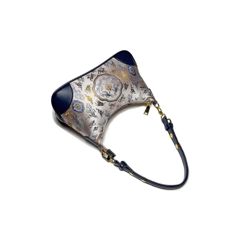 ESNSY Silk Blend Fabric Shoulder Bag Regular Women's Light Gold-4