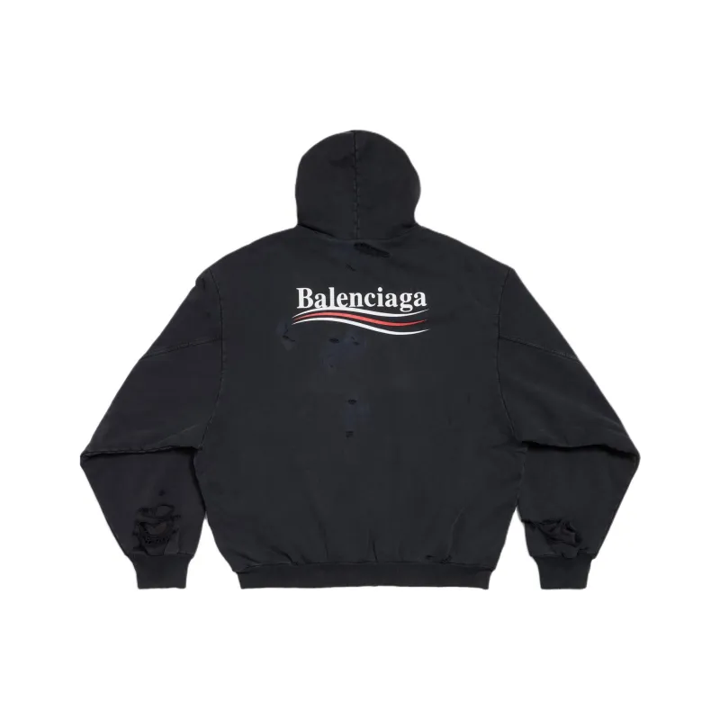 Balenciaga Logo Printed Distressed Hoodie-1