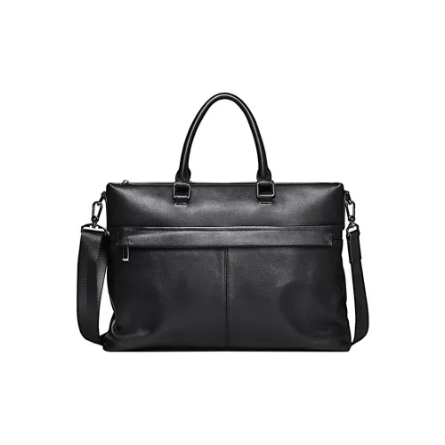 SEPTWOLVES Cow Leather Handbag Large Size Men's Black