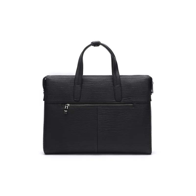 ELLE HOMME Cow Leather Briefcase Regular Men's Black-3