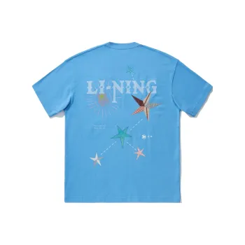 LiNing T Shirt Unisex Oil Colorful Blue