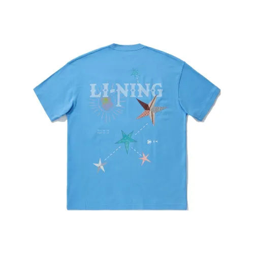 LiNing T Shirt Unisex Oil Colorful Blue