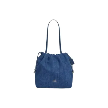 COACH Faye Denim Bucket Bag, Shoulder Bag Tubas Women's Blue