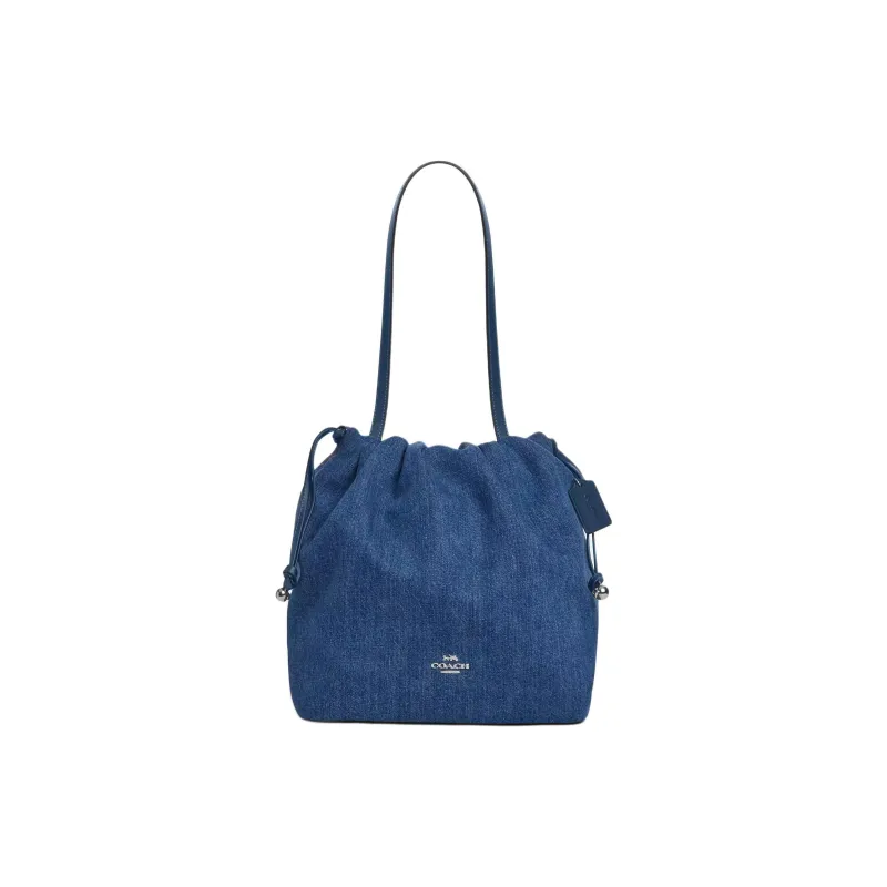COACH Faye Denim Bucket Bag, Shoulder Bag Tubas Women's Blue-0