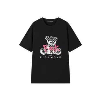 JOHN RICHMOND Color Blocking Print Crew Neck Pullover Short-Sleeved T-Shirt Men's