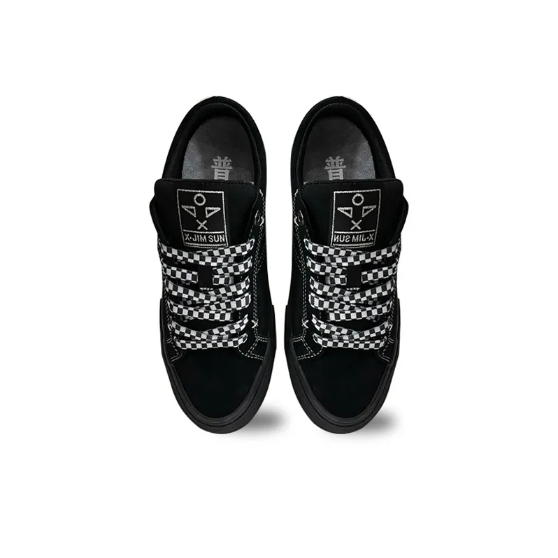 X JIMSUN Coverage Slip Resistant And Abrasion Resistant Low Top Skateboard Shoes Unisex Warrior Black-1