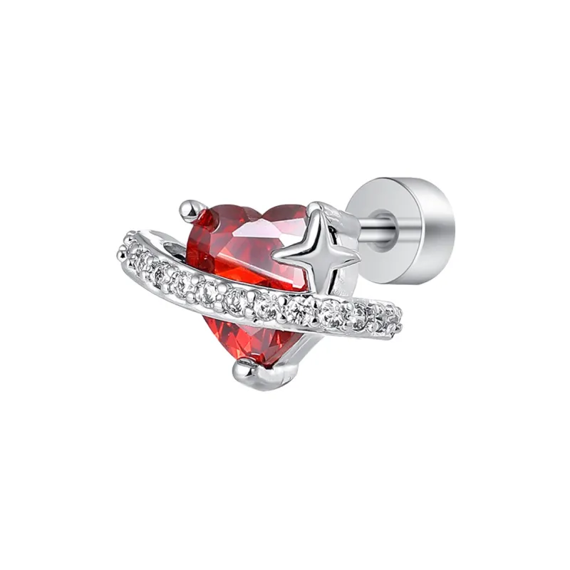 MISS XIA JWY Titanium Steel Zircon Stud Earrings Unisex-0