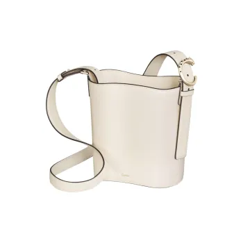CARTIER Cow Leather Shoulder Bag Mini Unisex Salt White