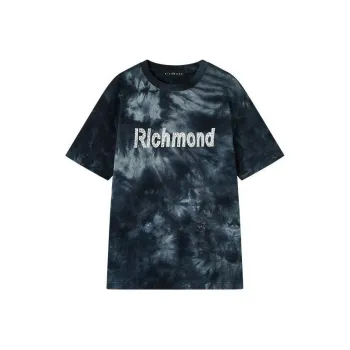 JOHN RICHMOND Washable Tie-Dye Letter Print Short-Sleeved T-Shirt Men's Black Gray