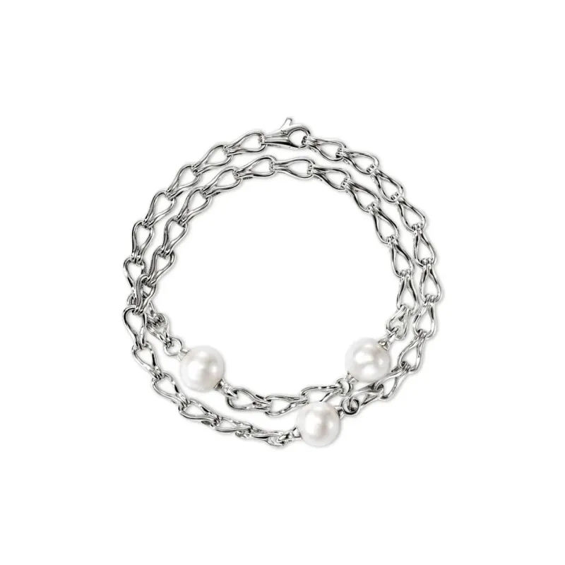 John Hardy Sterling Silver Surf Wrap Pearl Bracelet-1