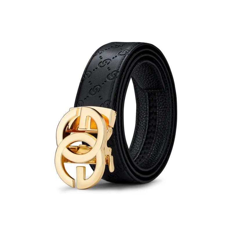 WilliamPOLO PVC Leather Belts Men's Gunmetal 3.5cm Width-18
