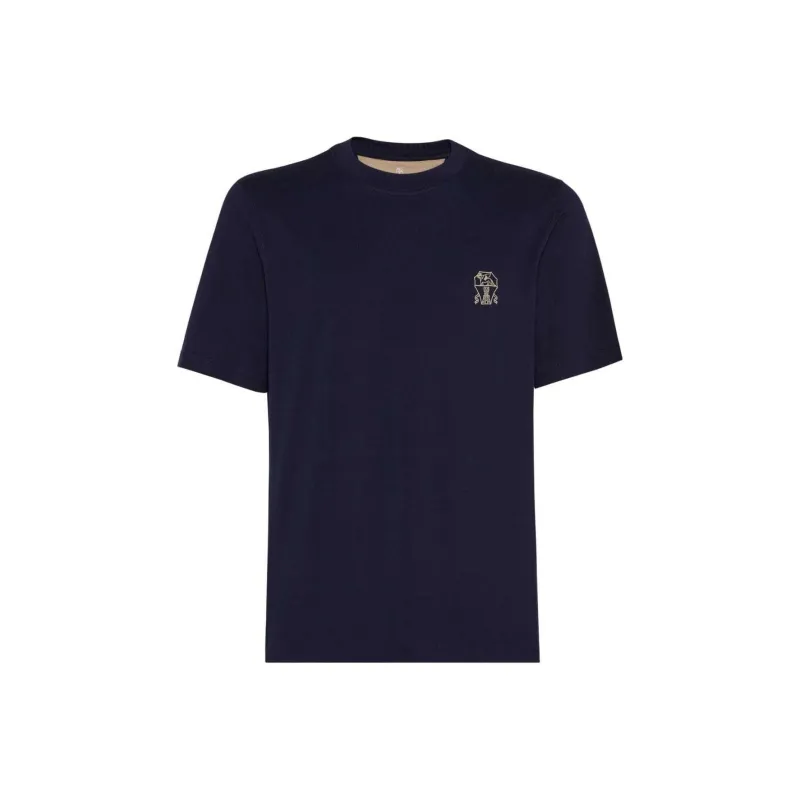 Brunello Cucinelli Logo embroidered Cotton T shirt-0
