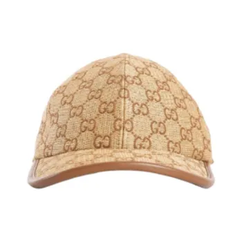 GUCCI Polyamide, Cotton Polyester, Calfskin, Canvas, Leather Baseball Caps Unisex Beige