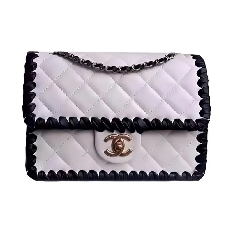 CHANEL 22c Early Spring Sheepskin Gold Coin Tofu Bag, Crossbody Bag, Shoulder Bag Medium Size Women's White-0