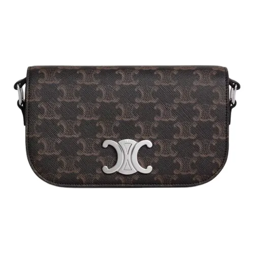 CELINE TRIOMPHE Canvas Shoulder Bag Small Size Women's Black