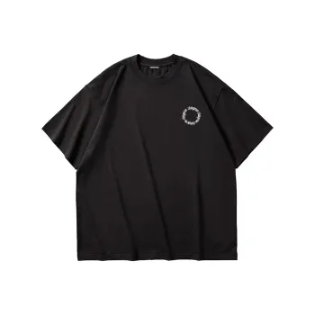 Chinpeno Letter Pattern Casual Loose Fit Thin Drop Shoulder Crew Neck Short Sleeved T Shirt Unisex