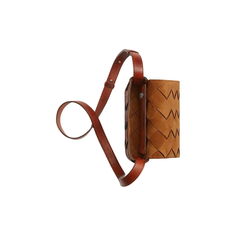Bottega Veneta Diago Calfskin Crossbody Bag Men's Brown-4