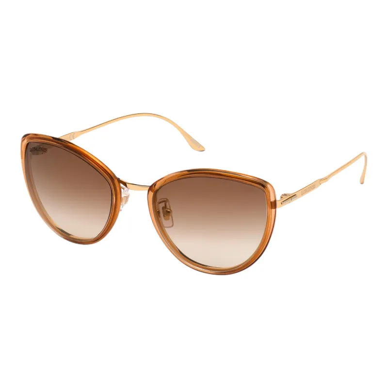 LONGINES Palladium Cat Eye Sunglasses Women's Brown-0