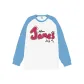 White Body with Light Blue Sleeves