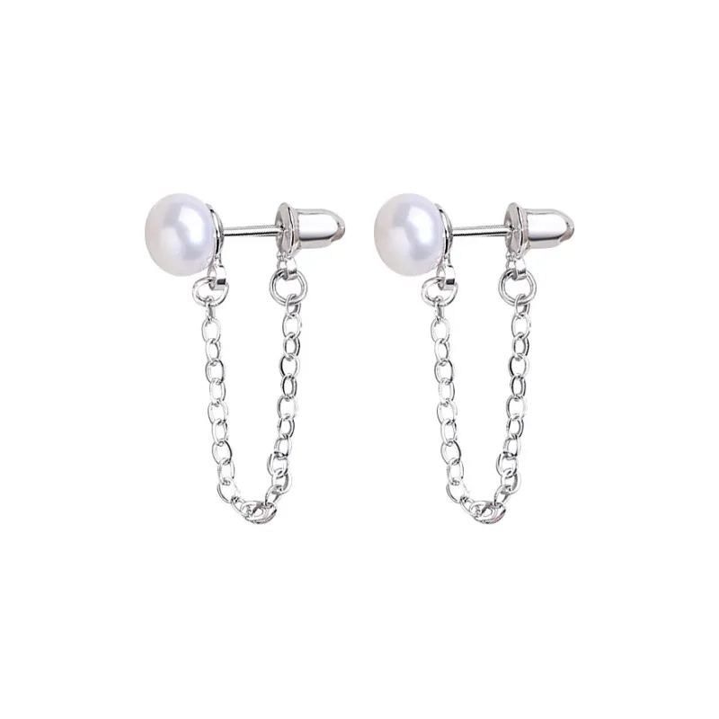 ZHOUBAIFU Pearl Stud Earrings Unisex-0