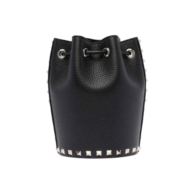 Valentino Cow Leather Bucket Bag, Shoulder Bag Mini Women's Black-2