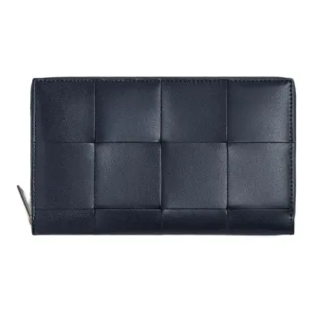Bottega Veneta CASSETTE Calfskin Wallet Men's Space Blue & Sapele Red