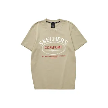 Skechers Colorful T Shirts Men Beige Brown/01GA