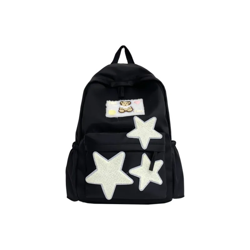LETOO Composite Cloth Backpack Unisex Black/White/Green/Yellow-4