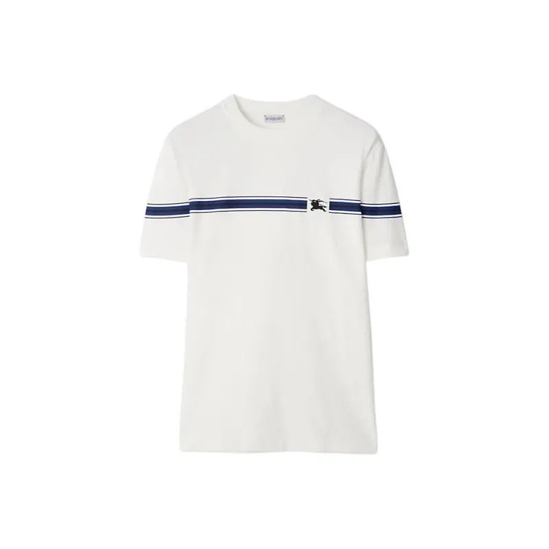 Burberry Logo Embroidered Striped T Shirt-0