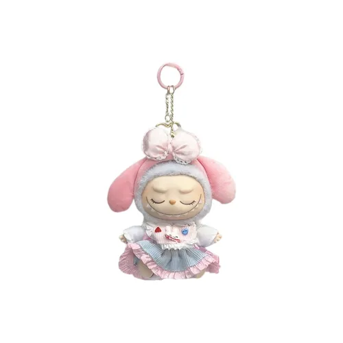 Modified Baby POP MART Labubu THEMONSTERS Sitting Party Pink Sweetheart Delightfully Sweet Hang Tag Box