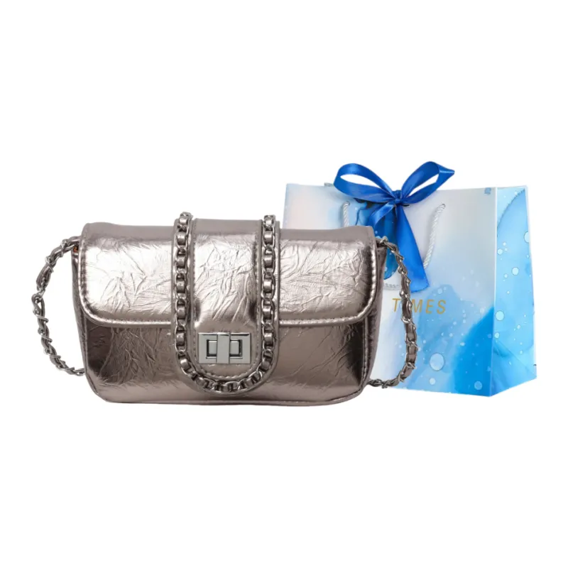 ROUNDOT PU Crossbody Bag Regular Women's Silver/Black/Gold-14