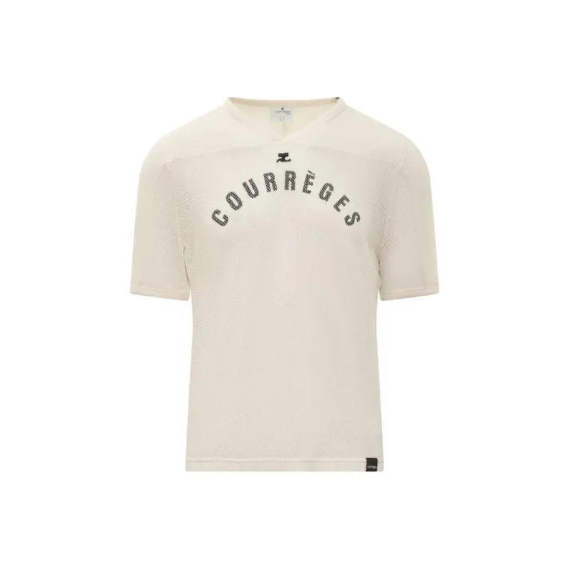Courrèges Baseball Printed Mesh T Shirt-0