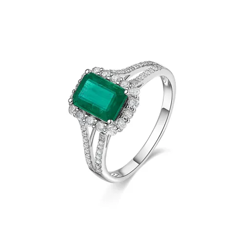 Luxury Beads Emerald Colored Gemstone Rings Women's