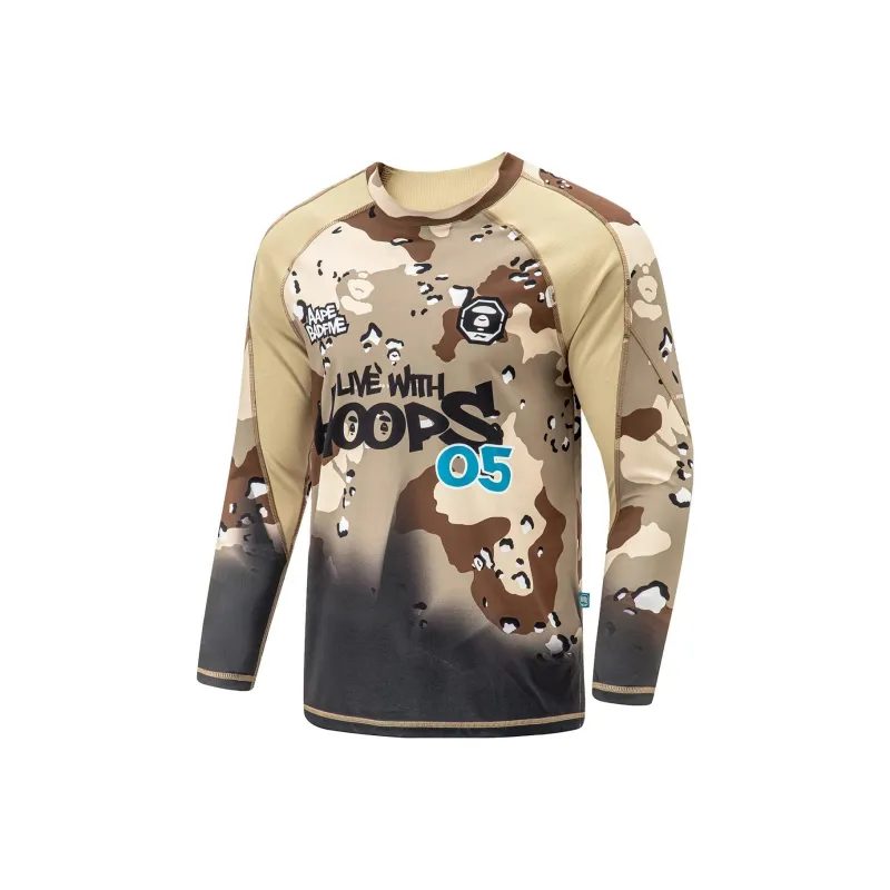 LiNing x Aape Basketball Collection Rebel Collection T Shirt Men's Chaos Brown All Over Print-0