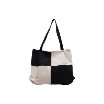 PAIBLOKS Canvas Bag Tote Shoulder Bag Unisex Black & White/Green & White/Gray & White