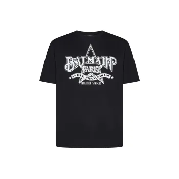 BALMAIN Star Printed Crewneck T Shirt