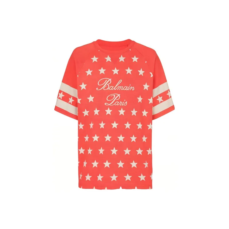 BALMAIN Signature Stars Print T Shirt-0