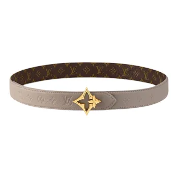 LOUIS VUITTON Leather, Canvas, Metal Leather Belts Women's Brown 3CM