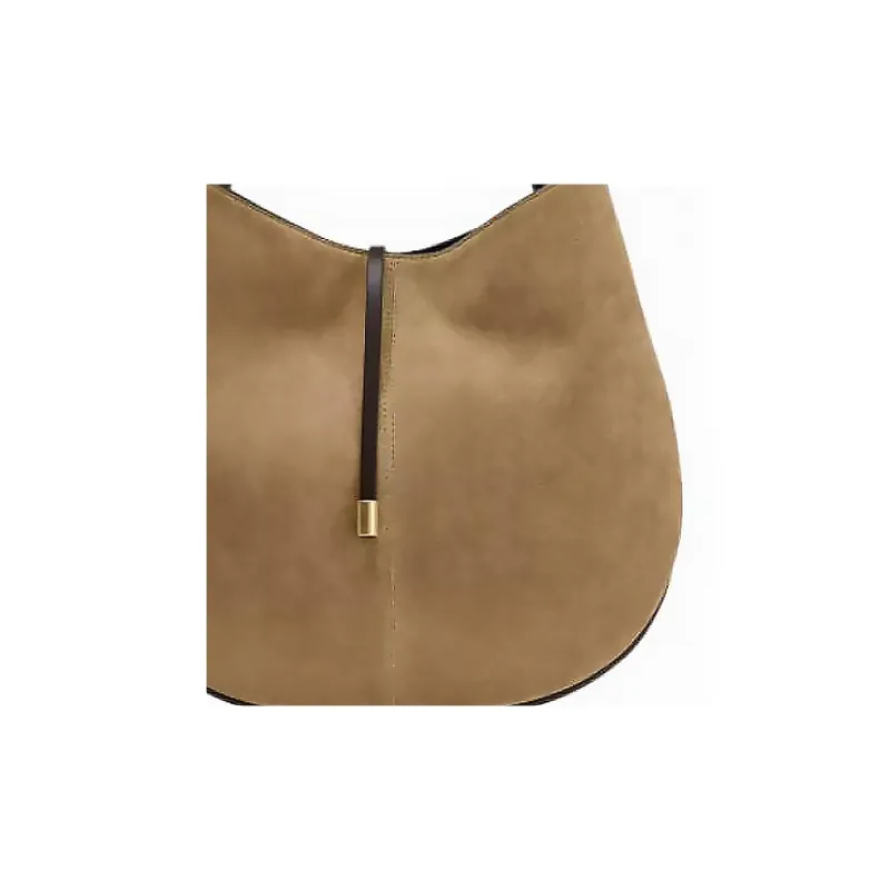 ZARA Cow Leather Shoulder Bag Tubas Women's Sand & Brown-4