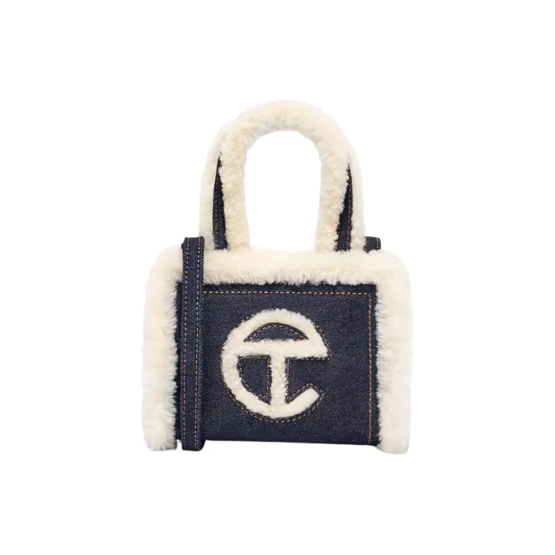 UGG Fabric Tote Bag Shopping Bag Portable Crossbody Bag Shoulder Bag Small Size Women's Denim Blue-0