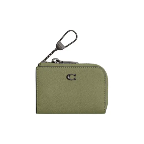 COACH Leather Key Pouch Mini Men's Moss Green