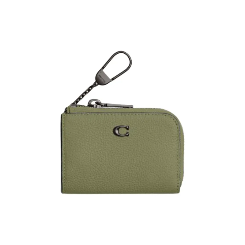COACH Leather Key Pouch Mini Men's Moss Green-0