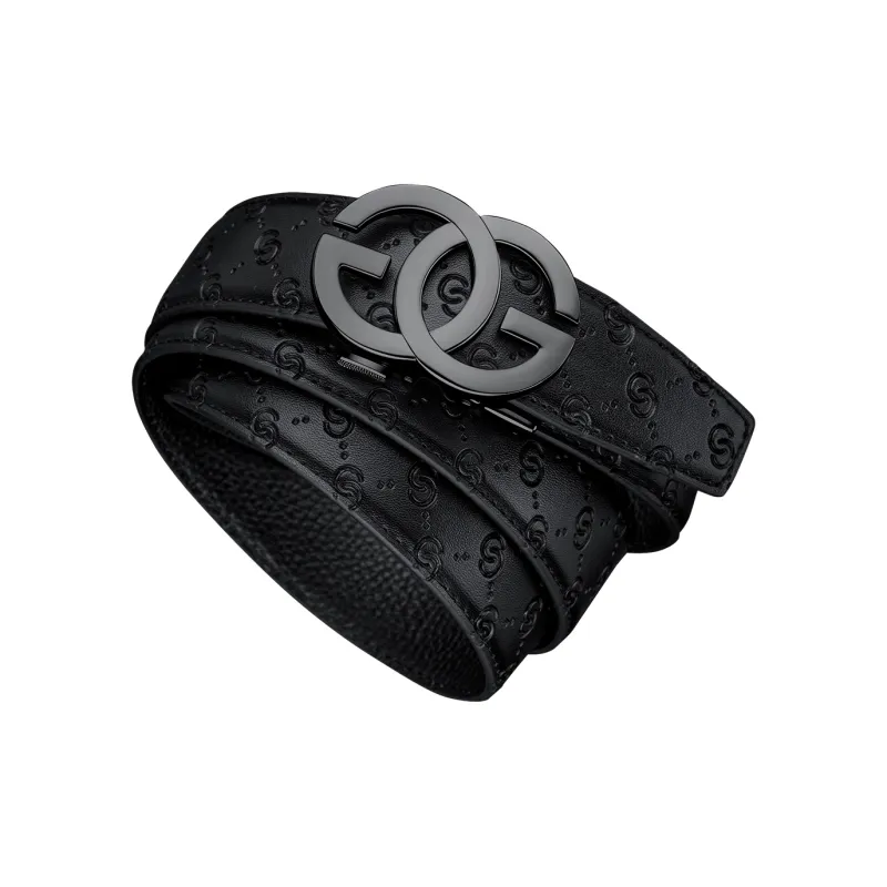 WilliamPOLO PVC Leather Belts Men's Gunmetal 3.5cm Width-12