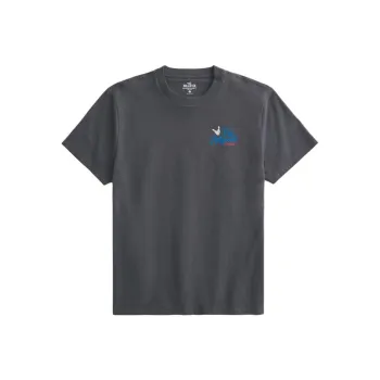 Hollister Drop Shoulder Sleeve T-Shirt Men's Washed Black