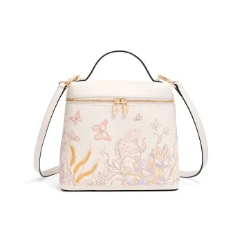 Forever Lucky Cow Leather Handbag Regular Women's Moon White/Laurel Pink/Purple Elegance