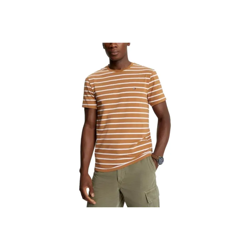 Tommy Hilfiger Slim Fit Stripe Stretch T-Shirt Men's Yellow-0